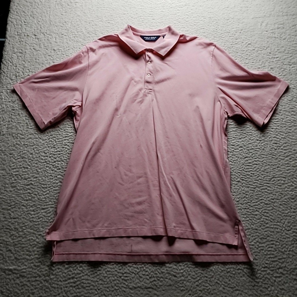 Polo Golf Ralph Lauren Polo Shirt Mens 2XL Pink Solid 100% Pima Cotton Golf Knit